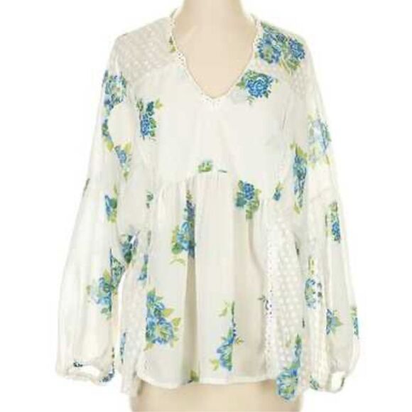 🌿 ASOS Sheer Floral Lace Peplum Blouse – Size 2 (US) Lightweight | Romantic | C - Picture 1 of 7